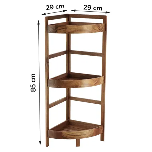 Étagère D'angle 3 Niveaux En Bois D'acacia H 85 Cm