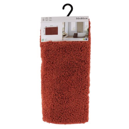Tapis De Salle De Bain Microfibre Texturé Doux Et Absorbant 50 X 80 Cm Terracotta