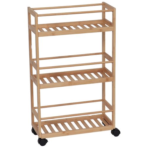 Desserte De Salle De Bain 3 étages En Bambou Et Bois Blanc | Meuble De Rangement élégant Et Pratique