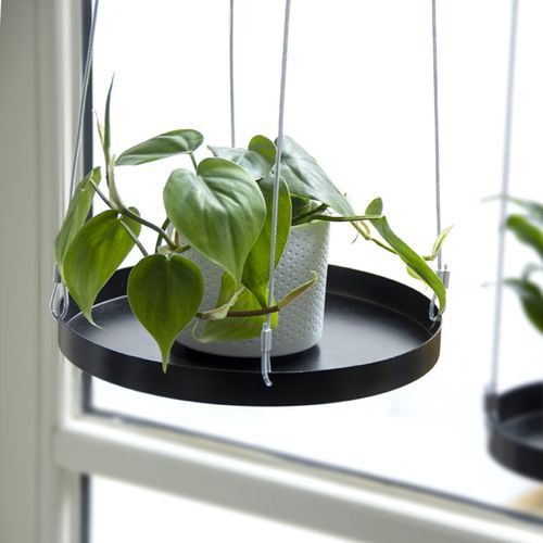 Plateau Rond Pour Fenêtre à Suspendre - Noir - Taille L - D 24 Cm