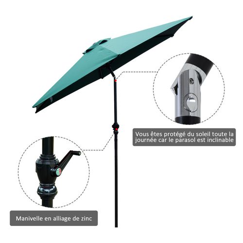 Parasol Inclinable Tropico Vert Et Noir