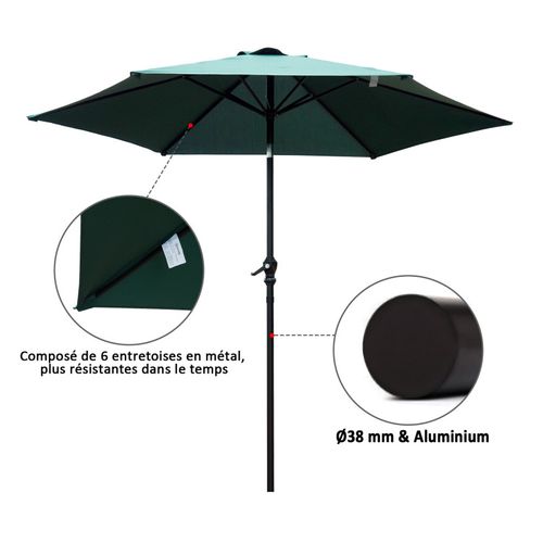 Parasol Inclinable Tropico Vert Et Noir