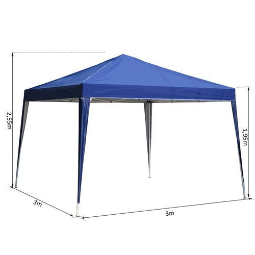 Tonnelle Barnum De Jardin Pliant Imperméabilisé Mikonos 3 X 3 X 2,55 M Bleu
