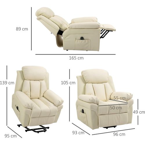 Fauteuil De Relaxation Releveur Boston Avec Repose-pieds Crème