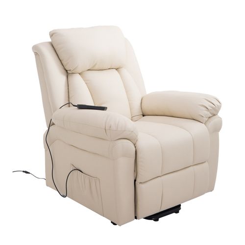 Fauteuil De Relaxation Releveur Boston Avec Repose-pieds Crème