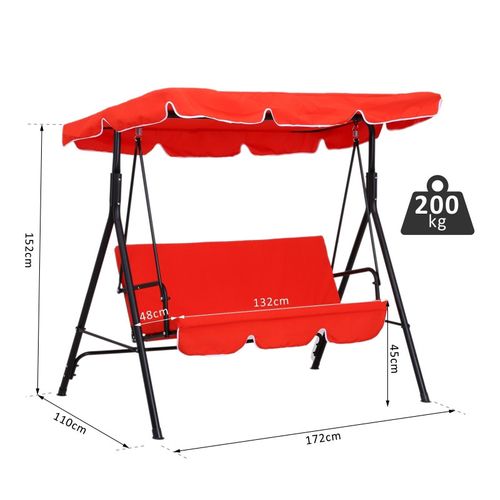 Balancelle De Jardin 3 Places Rouge Sumia