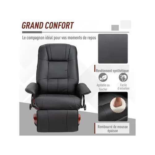 Fauteuil Relax Avignon Confort Noir 78l x 87p x 100h