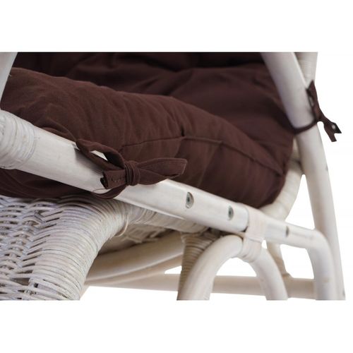 Fauteuil à Bascule Jody En Rotin Blanc Rembourrage Marron