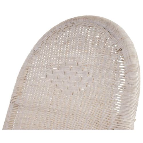 Fauteuil à Bascule Jody En Rotin Blanc Rembourrage Marron
