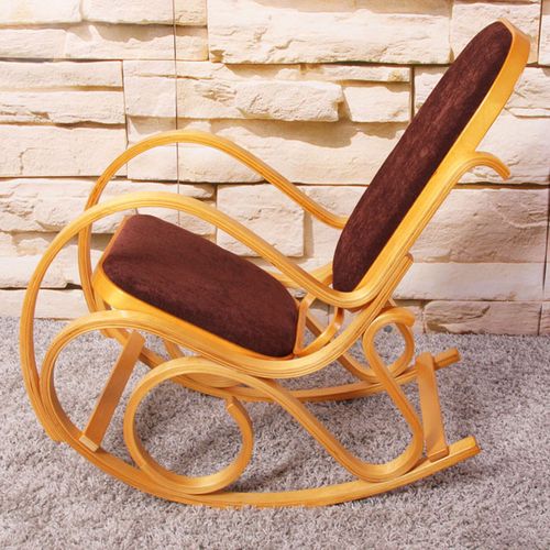 Fauteuil à Bascule Tokyo Imitation Chêne Tissu Marron