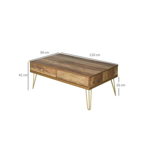 Table Basse Rectangle Camel Marron