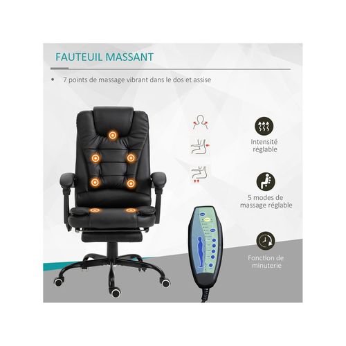 Fauteuil De Bureau Relaxant Massant Branson Noir
