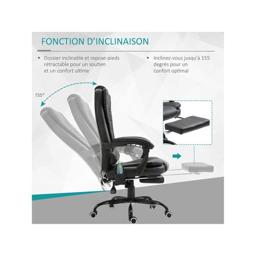 Fauteuil De Bureau Relaxant Massant Branson Noir