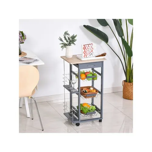 Chariot Desserte De Cuisine Olga Gris