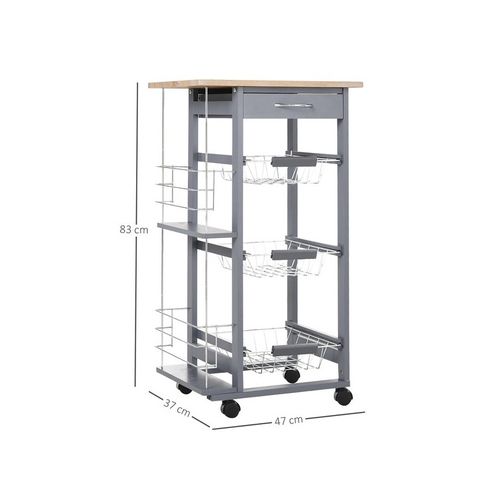 Chariot Desserte De Cuisine Olga Gris