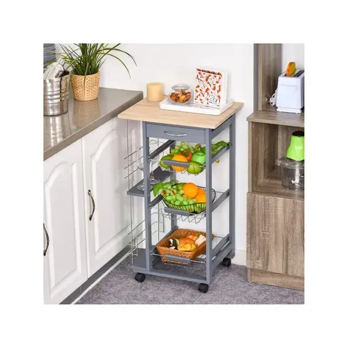 Chariot Desserte De Cuisine Olga Gris