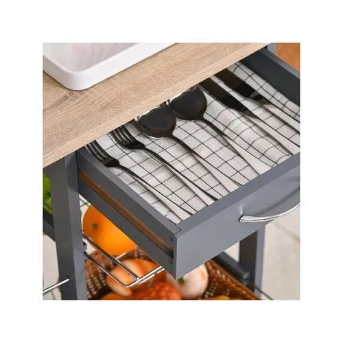 Chariot Desserte De Cuisine Olga Gris