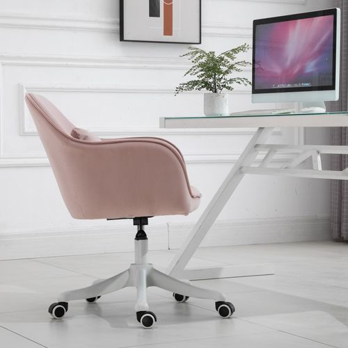 Chaise De Bureau Massante Velours Ines Rose Poudré