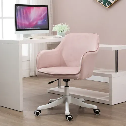 Chaise De Bureau Massante Velours Ines Rose Poudré