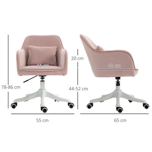 Chaise De Bureau Massante Velours Ines Rose Poudré