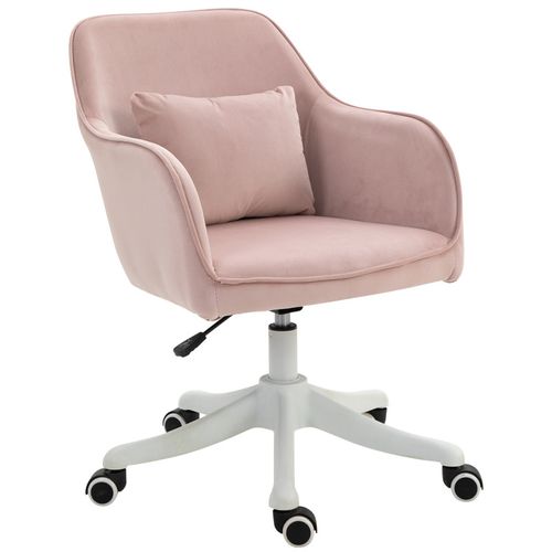 Chaise De Bureau Massante Velours Ines Rose Poudré
