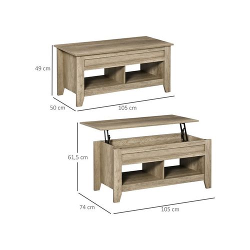 Table Basse Relevable Beardy Chêne Clair