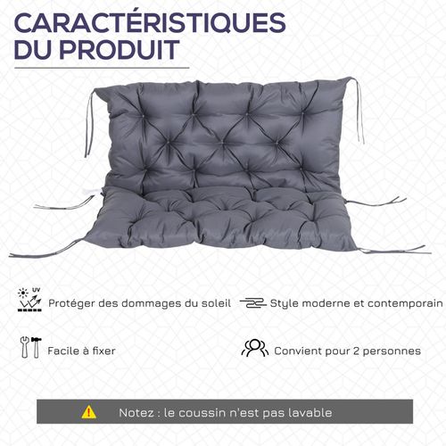 Coussin Pour Fauteuil Ou Balancelle Charlene Gris