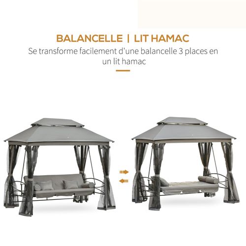 Balancelle De Jardin Leto Noire Et Grise