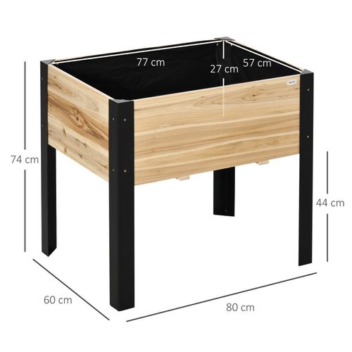 Jardinière Rectangulaire Sur Pieds Lisa Bois De Sapin Et Noire