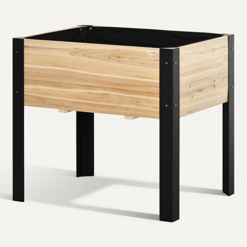 Jardinière Rectangulaire Sur Pieds Lisa Bois De Sapin Et Noire
