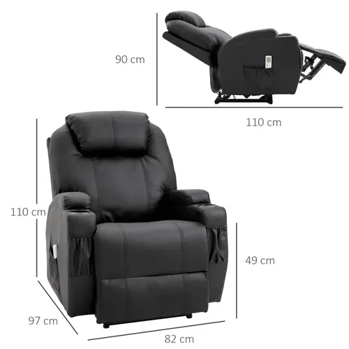 Fauteuil De Relaxation électrique Massant Charlotte Noir