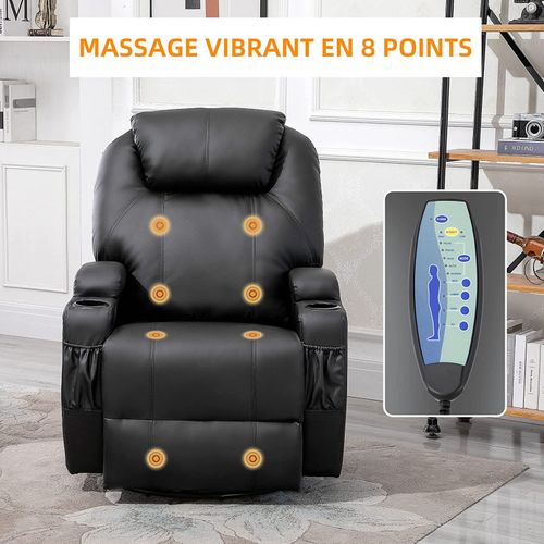 Fauteuil De Relaxation électrique Massant Charlotte Noir