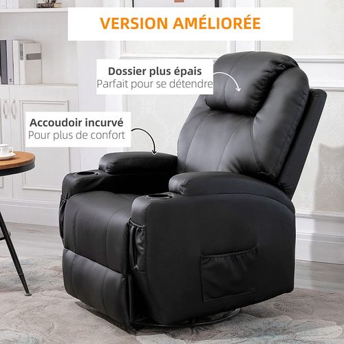 Fauteuil De Relaxation électrique Massant Charlotte Noir