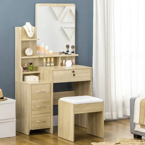 Coiffeuse Tabouret Miroir Suzy Chêne Clair