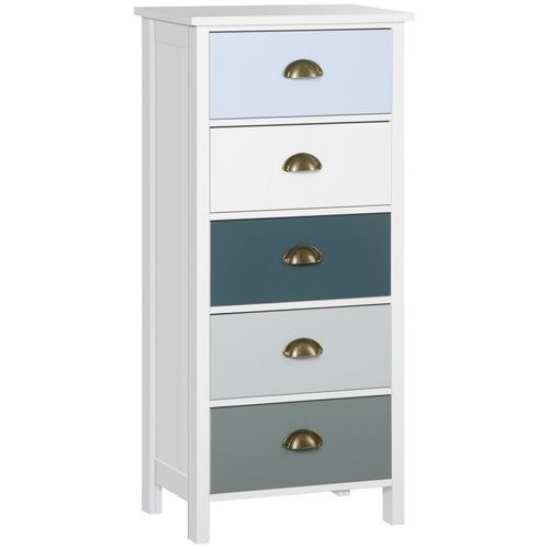 Chiffonnier Néo-rétro Pistache Bleu, Gris Et Blanc
