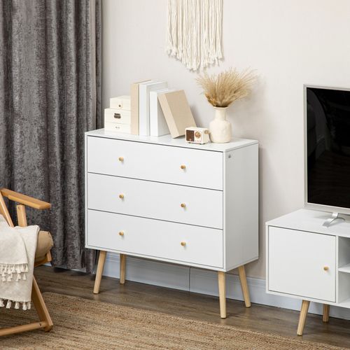 Commode Scandinave Harald En Bois Blanc Et 3 Tiroirs