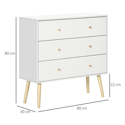 Commode Scandinave Harald En Bois Blanc Et 3 Tiroirs