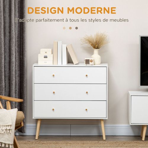 Commode Scandinave Harald En Bois Blanc Et 3 Tiroirs