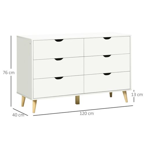 Commode Scandinave 6 Tiroirs Lucinda Bois Et Blanc