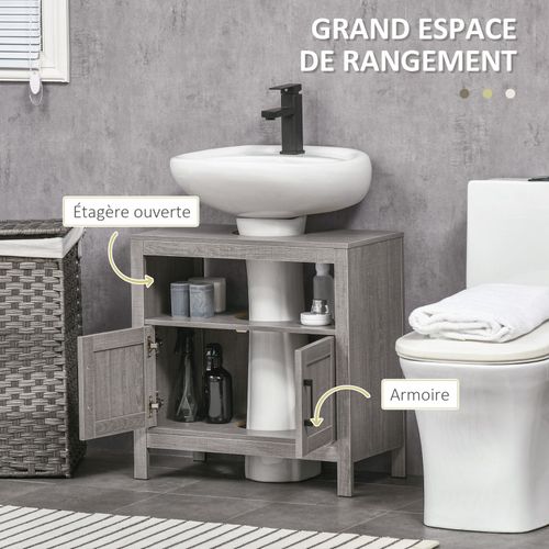 Meuble Sous-vasque Walsall Aspect Bois Gris
