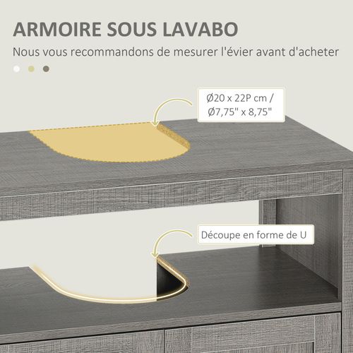 Meuble Sous-vasque Walsall Aspect Bois Gris