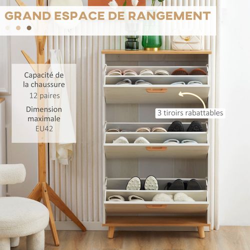 Meuble à Chaussures Scandinave Bendigo Blanc Et Bois