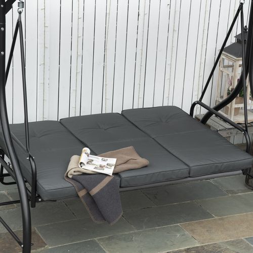 Balancelle De Jardin 3 Places Convertible Elon Grise Et Noire