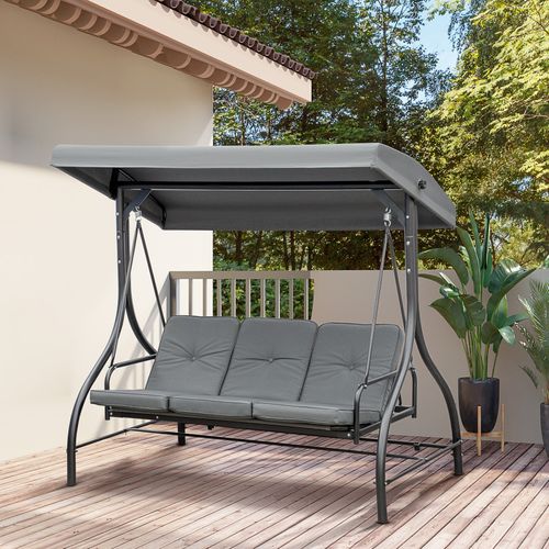 Balancelle De Jardin 3 Places Convertible Elon Grise Et Noire