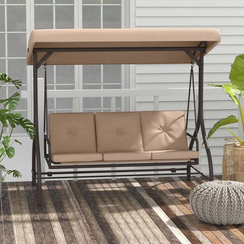 Balancelle De Jardin Convertible 3 Places Moka Bicolore