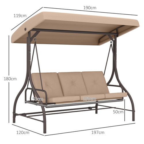 Balancelle De Jardin Convertible 3 Places Moka Bicolore
