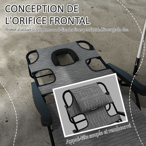 Bain De Soleil Pliable Sienna Gris Et Noir
