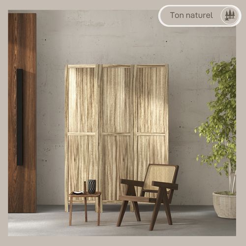 Paravent Pliable 3 Panneaux Pauline Bois