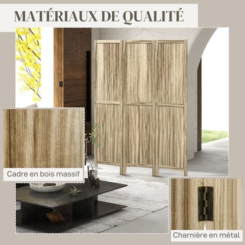 Paravent Pliable 3 Panneaux Pauline Bois