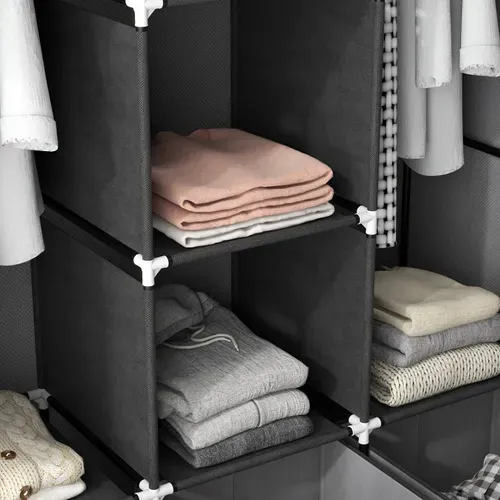 Armoire Penderie Tissu Carlo Grise